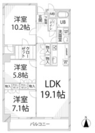 手柄駅 徒歩10分 13階の物件間取画像